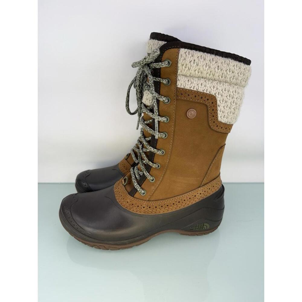 North Face Shellista II Mid Sz 6.5 Snow Boots Waterproof Leather Knit Winter EUC - Picture 3 of 9